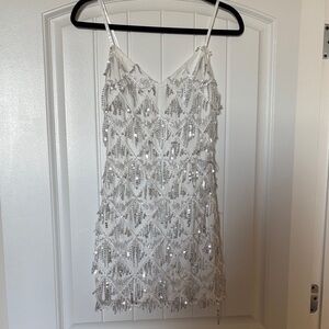 Lulu's Silver Sequin Embellished Dress